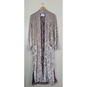 Panache Apparel Crushed Velvet Duster Cardigan Small Maxi Boho Chic Cabincore